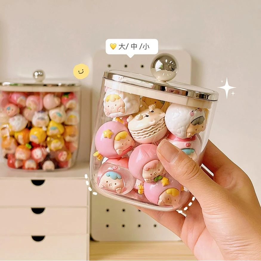 萌粒收纳罐迷你手办展示盒小摆件盲盒展示架收纳盒密封罐