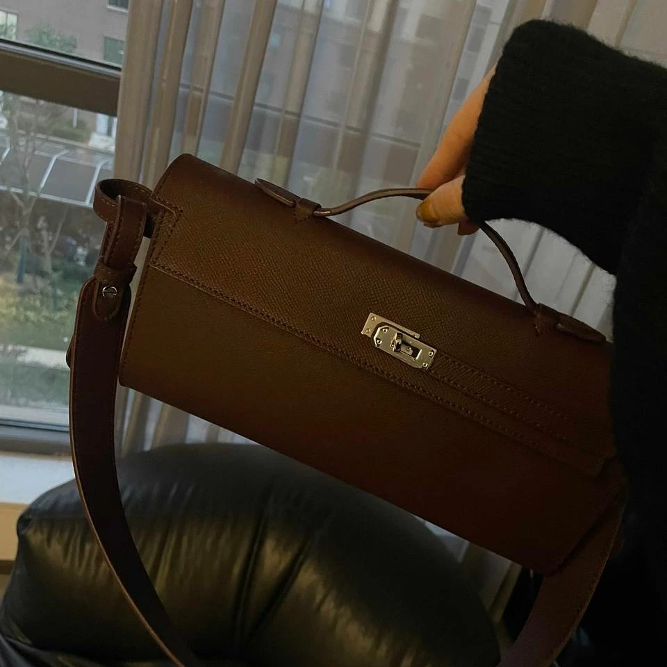 【哈瓦那】手提cut手掌纹ep牛皮时尚百搭女士单肩包