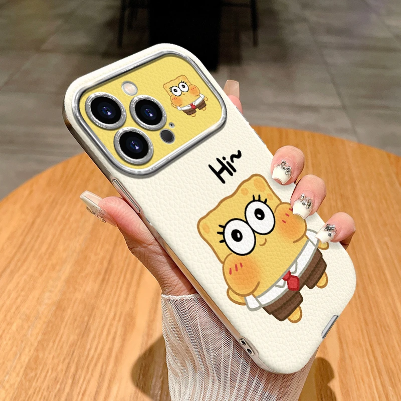 海绵宝宝手机壳适用于苹果16/15卡通可爱华为mate60简约流行新款