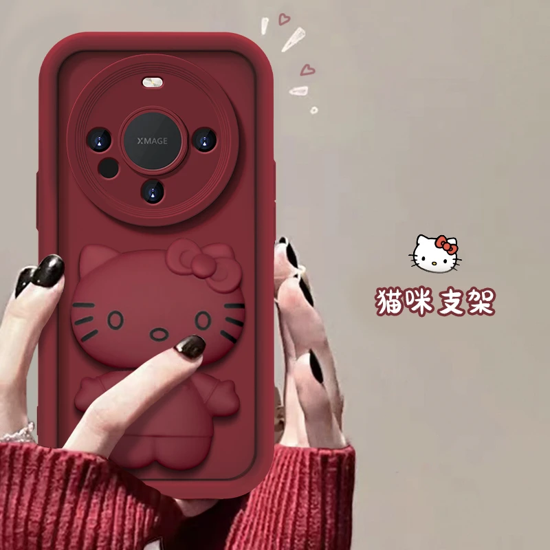 华为Mate60Pro+手机壳猫猫支架款网红爆款天眼硅胶全包防摔可爱女