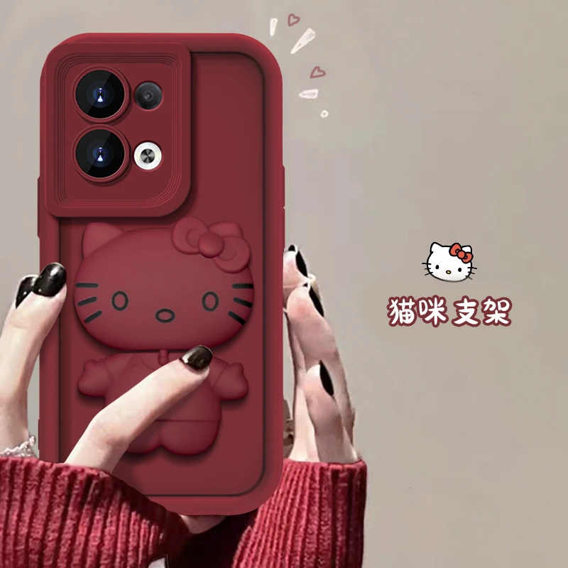 OPPO Reno8手机壳猫猫支架款网红天眼硅胶全包防摔可爱女款软壳