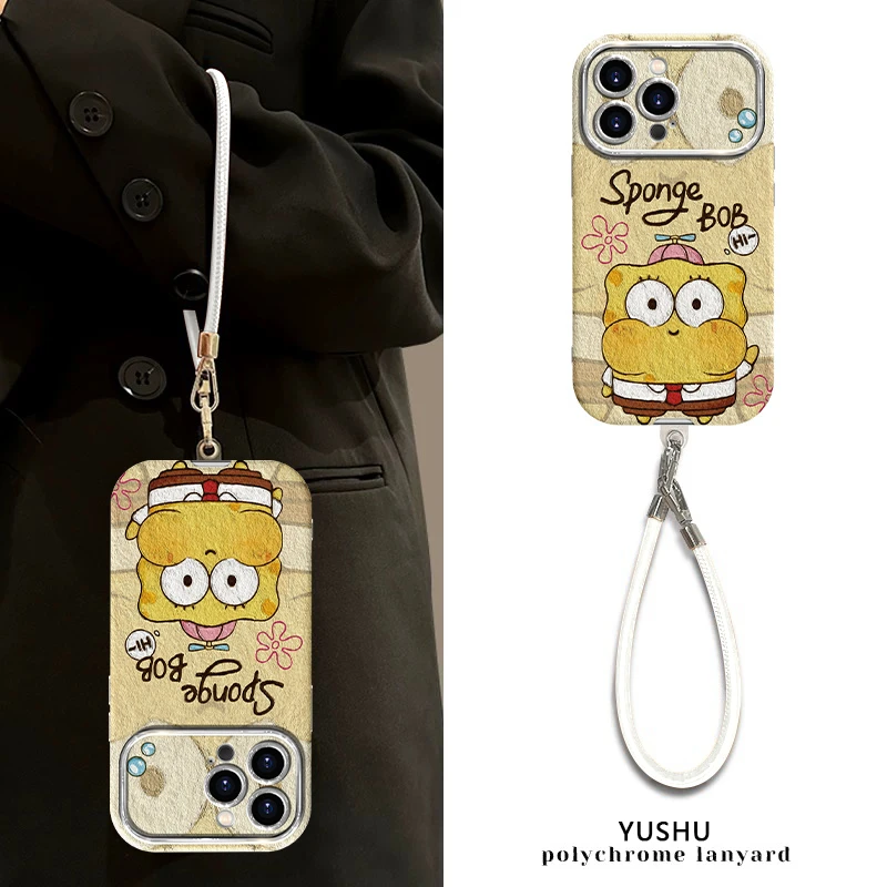 适用于苹果16可爱卡通海绵宝宝手机壳华为p60小众防摔创意流行爆