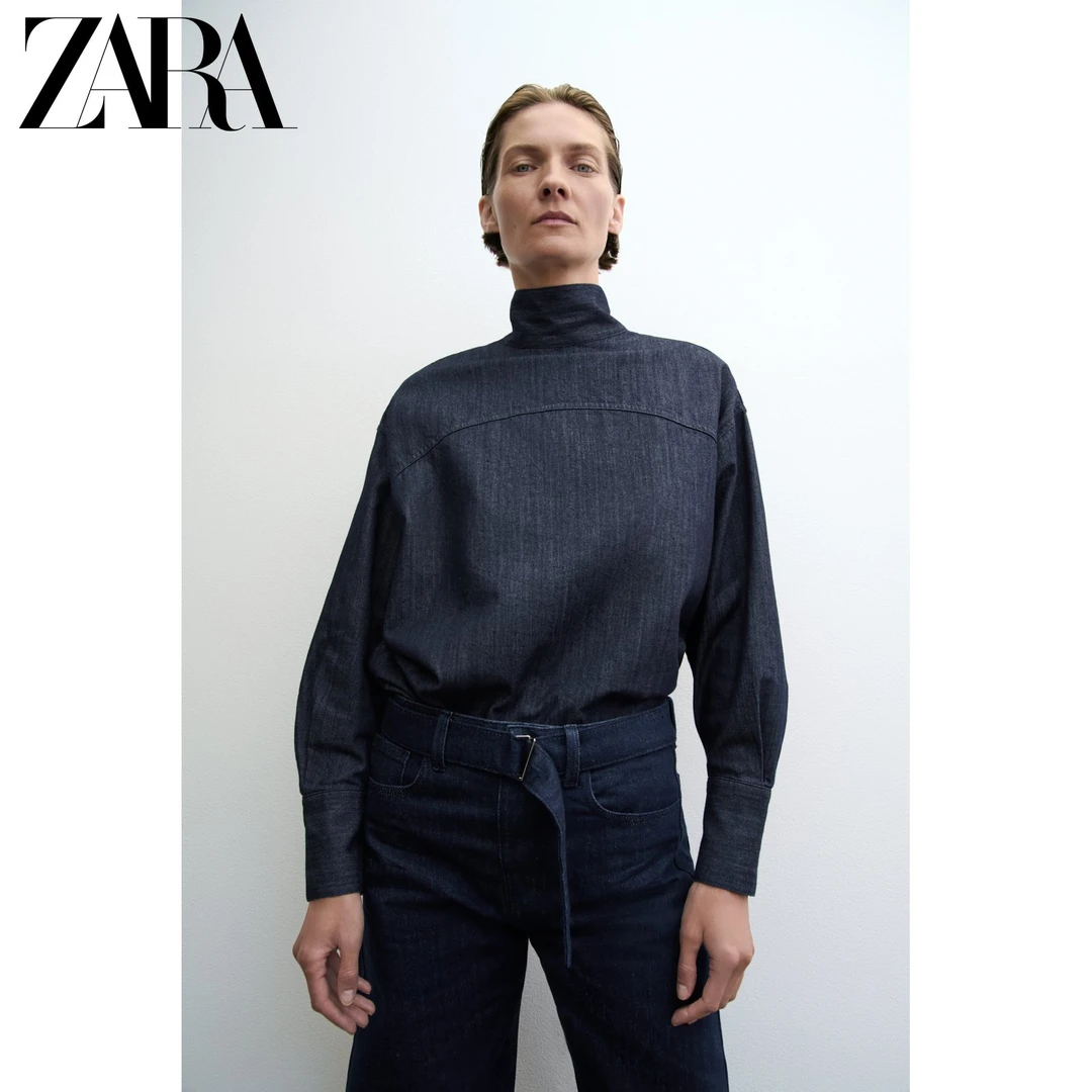 ZARA24秋冬新款 女装 ZW 系列中腰直筒牛仔裤 8307261 400