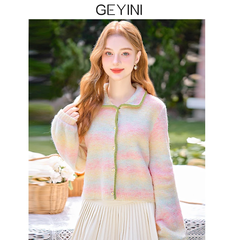 2025春秋季新款女款甜美多巴胺穿搭外穿外套开衫毛衣针织衫上衣