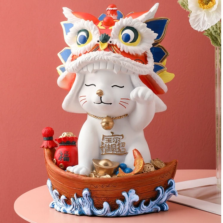 招财猫摆件前台招财吉祥物客厅装饰乔迁新居贺礼朋友开店开业礼物