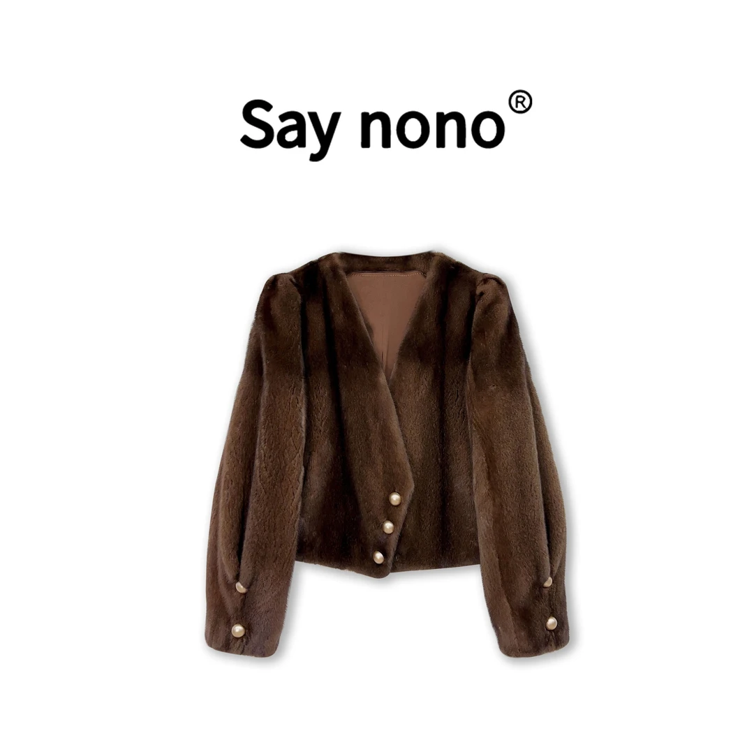 Saynono★DJ-MKN6620-2023秋冬时尚新款女式水貂/三粒扣皮草