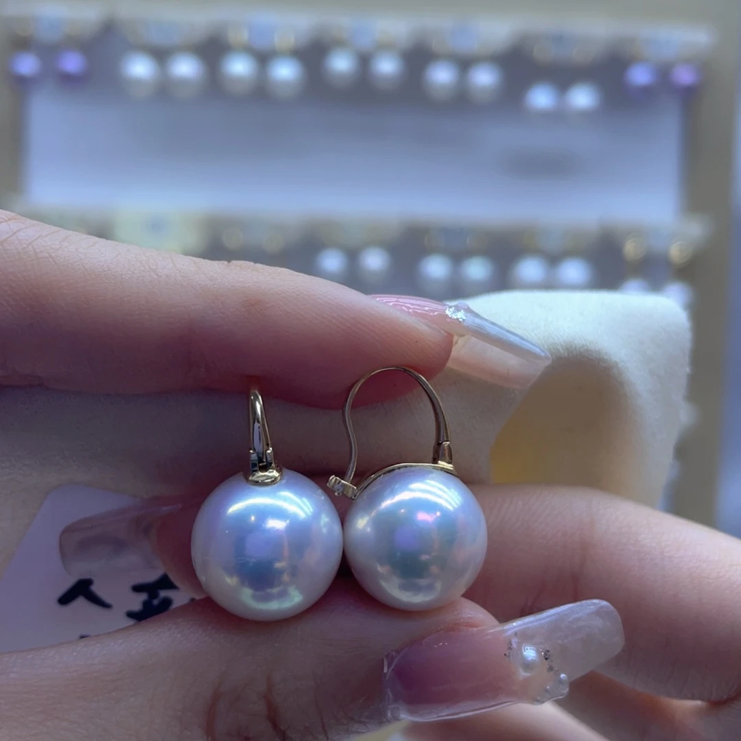 淡水珍珠耳饰18K金镶嵌