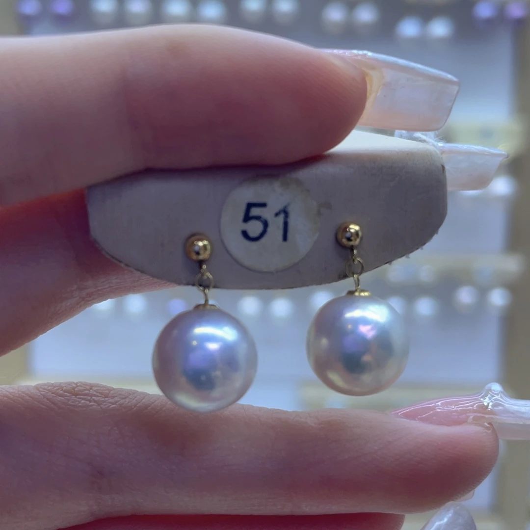 淡水珍珠耳饰18K金镶嵌