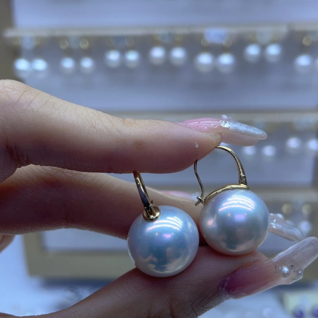 淡水珍珠耳饰18K金镶嵌