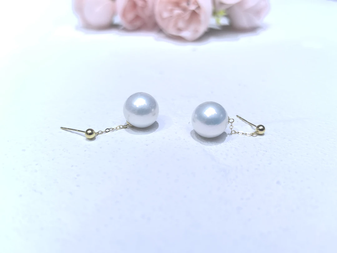 锦兮瑞 淡水珍珠耳饰198号18K金风在吹耳钉款9-10mm