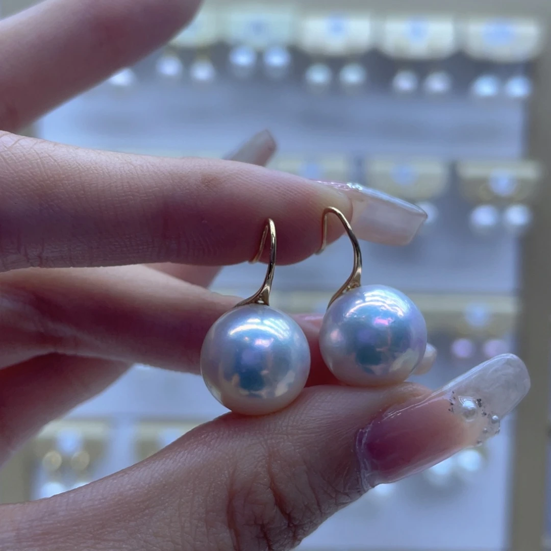 淡水珍珠耳饰18K金镶嵌