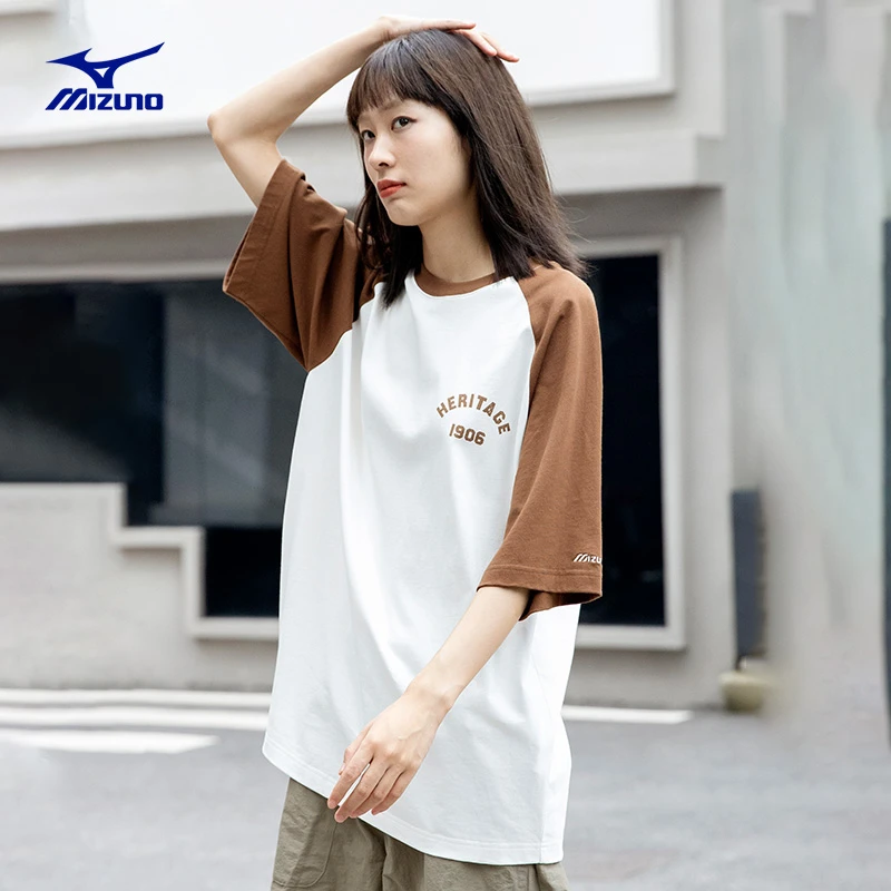 Mizuno/美津浓2024设计感夏半袖潮流韩版圆领纯棉时尚休闲短袖ins