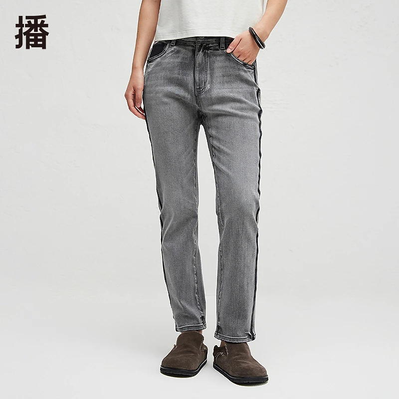 【达人专属】播宽边可系带腰头牛仔裤BDR3KD3317