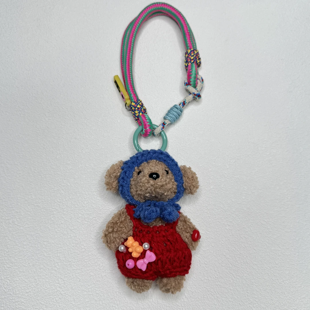 A.FLORE韩国原创手工可爱包包挂件挂饰蓝头套红毛衣小狗