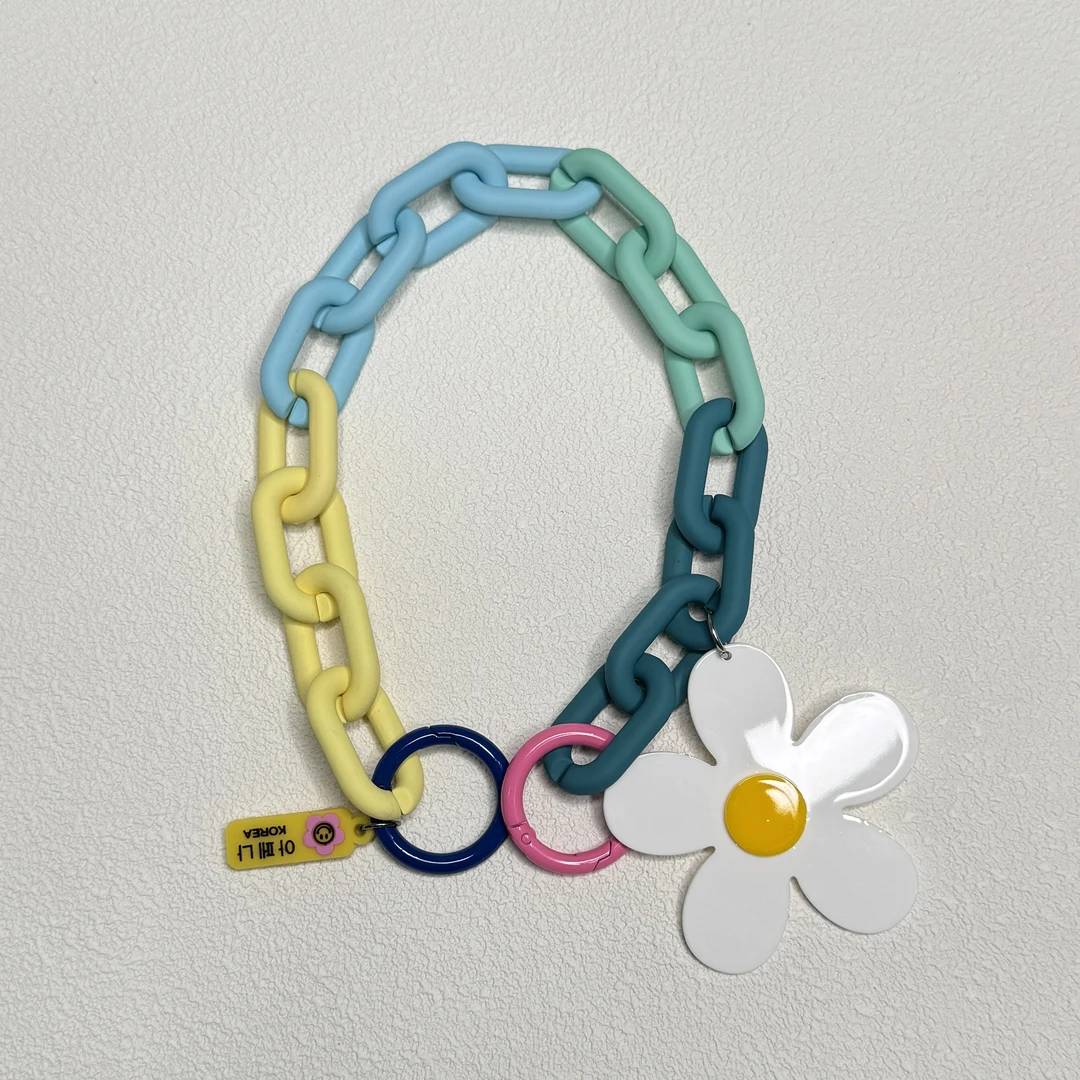 A.FLORE韩国原创手工可爱包包挂件挂饰拼色磨砂亚克力花花链条