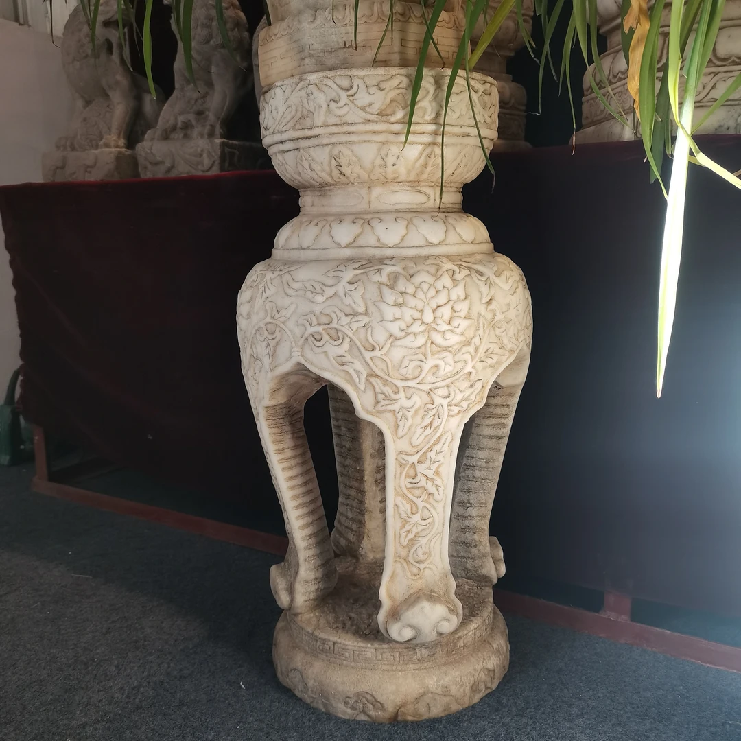 汉白玉花架仿古做旧花架家用庭院装饰摆件