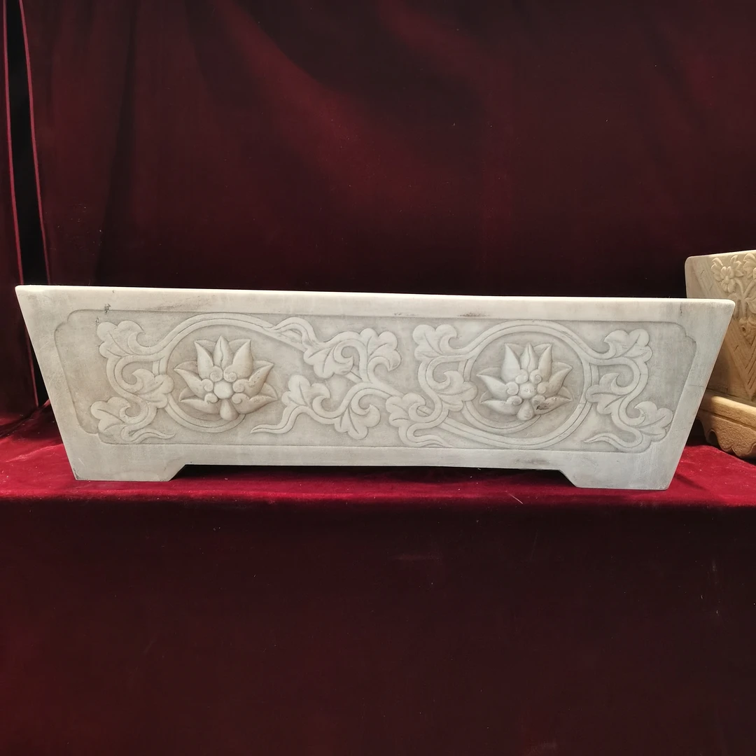 汉白玉仿古做旧花盆