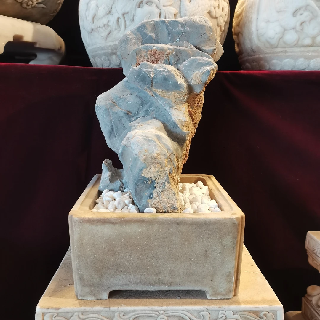 汉白玉花盆鱼缸家用庭院装饰摆件假山花盆