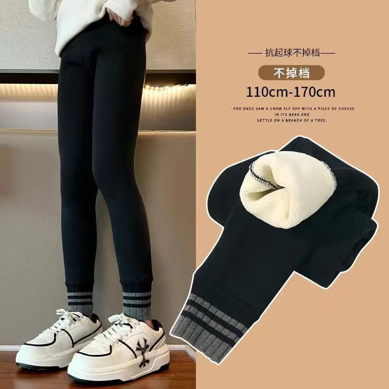 女童加绒裤子洋气加厚儿童一体外穿女宝宝保暖神器中大童秋冬季a