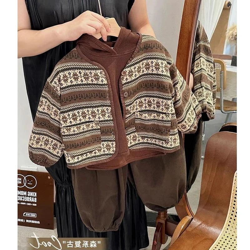 秋冬新款男童港风套装春季2023新款痞帅宝宝洋气小少爷外套2岁