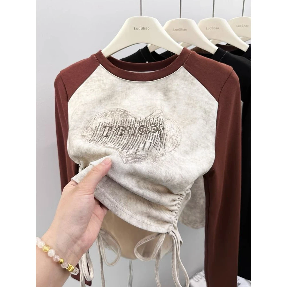 小鸭子严选短款洋气秋冬季长袖T恤秋季2023新款中大童女童上衣DO