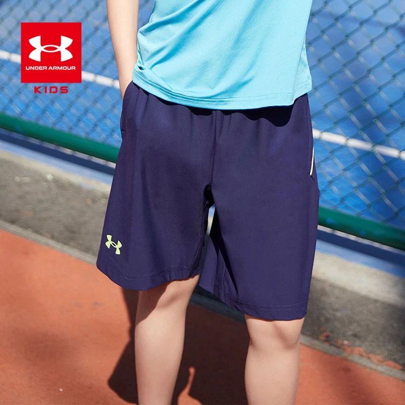 安德玛儿童速干裤中大童男女童快干五分短裤轻薄透气训练跑步薄款