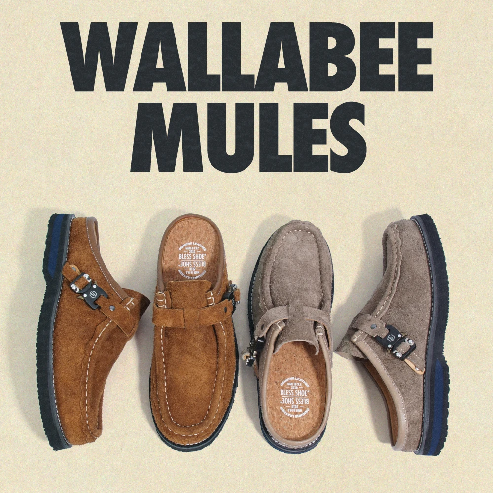 BLESS SHOE 23A/W WALLABEE Mules 真皮袋鼠拖鞋 包头半拖穆勒鞋