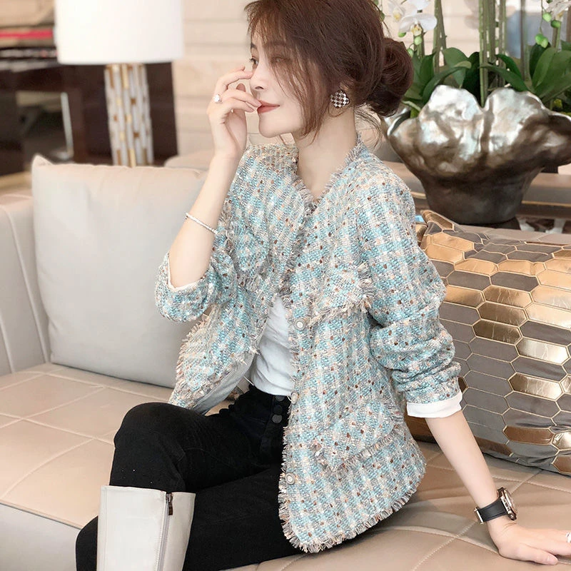 法式小香风名媛粗花呢短款上衣小个子女装时尚百搭减龄外套春秋