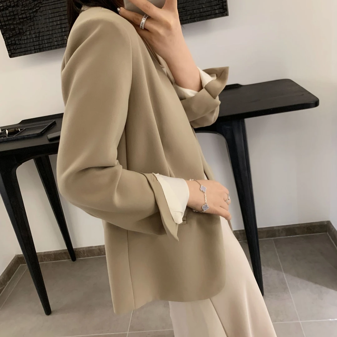 【7500~7550】棕色西装大衣风衣小西装气质垫肩西装外套学院风