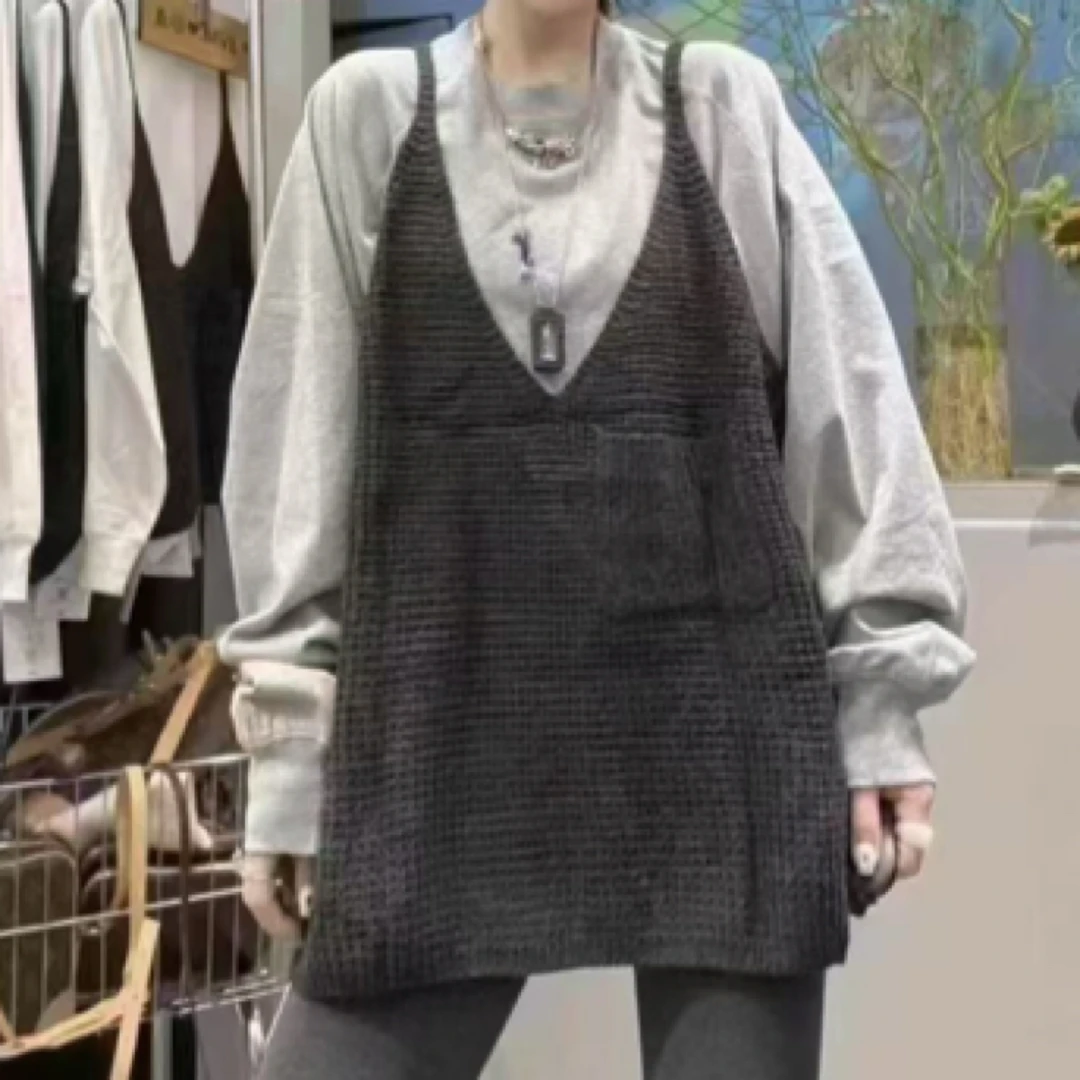 欧货时尚吊带宽松显瘦针织单马甲百搭洋气
