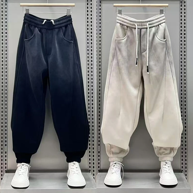 秋冬季美式渐变色休闲裤男士2025潮牌宽松痞帅哈伦卫裤百搭运动裤