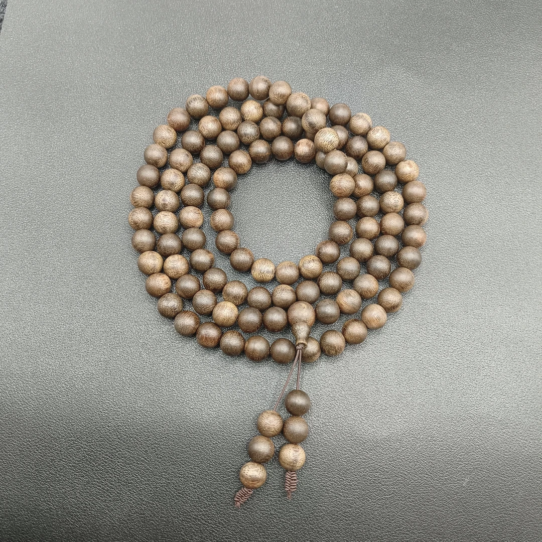 【乌身圆叶】BZ077沉香芽庄白奇楠1.0多圈圆珠手串