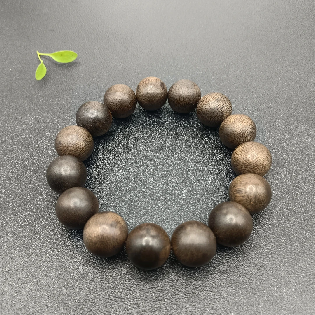 【杨总】L016沉香海南绿奇楠1.5单圈圆珠手串