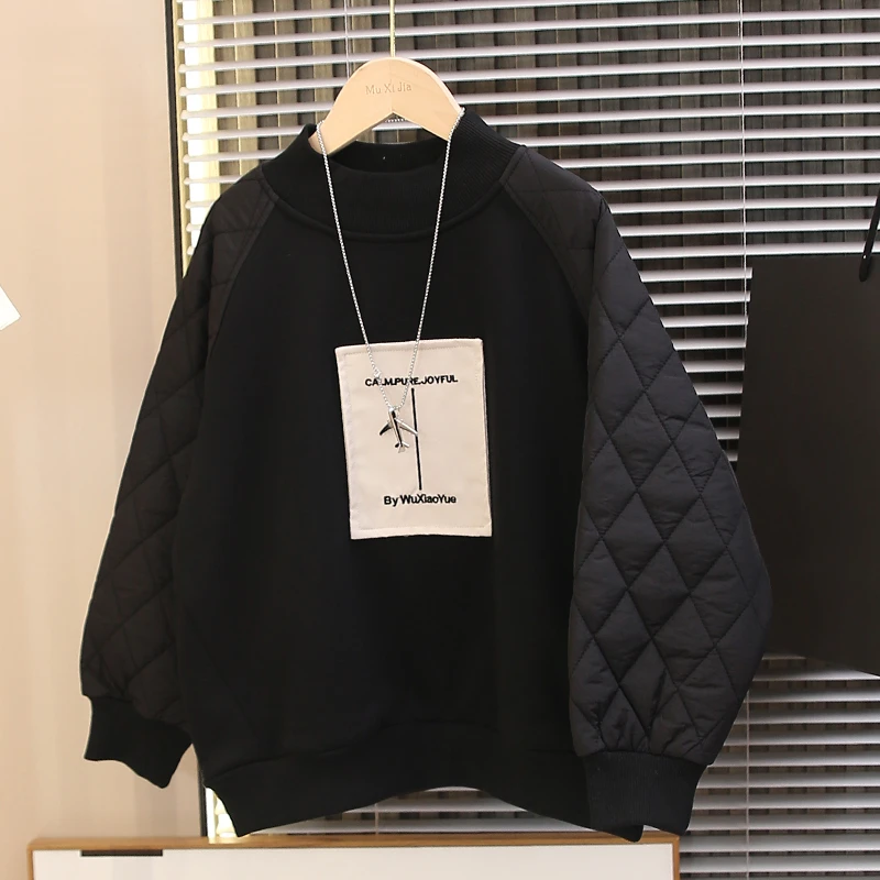 【西西家】儿童加绒卫衣2025新款男童秋冬装加厚上衣男孩夹棉打底衫