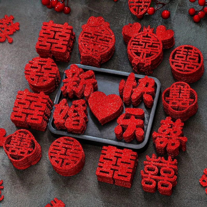 结婚撒床爆闪小喜字迷你手抛金葱喜字婚房布置抛洒果盘楼梯小喜HQ