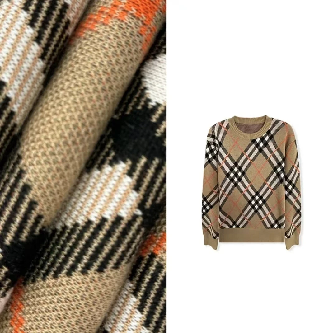 2024 新款设计做旧菱形格情侣款套头毛衣 W5006