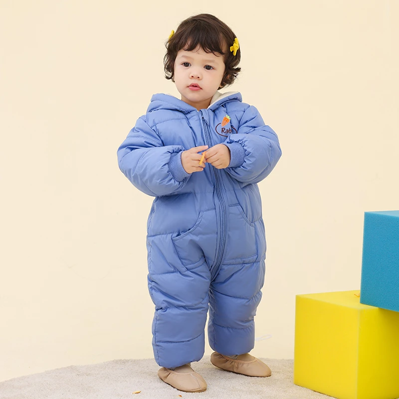 冬季新款婴儿棉服连体衣卡通新生儿哈衣男女宝宝外出加厚加绒抱衣