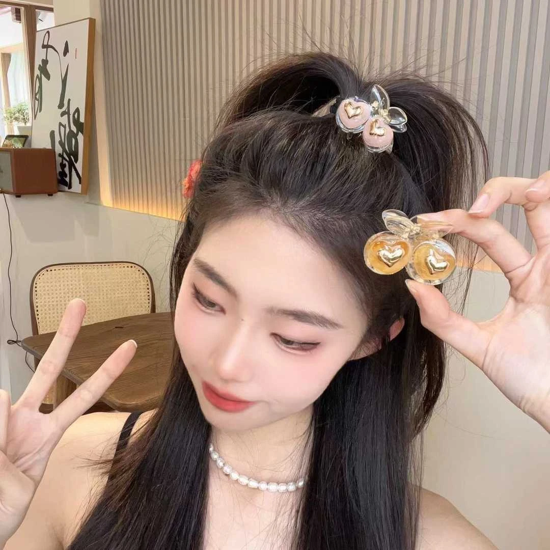 非金属亚克力发饰 小樱桃抓夹侧边白搭发夹新款可爱刘海发卡女