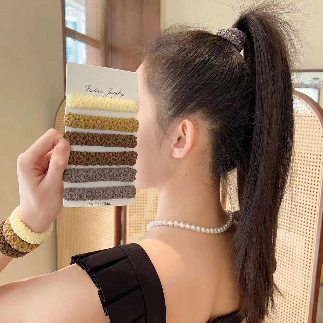 12根升级款加宽加厚爆米花纹耐用高弹力头绳百搭发圈韩版简约发绳