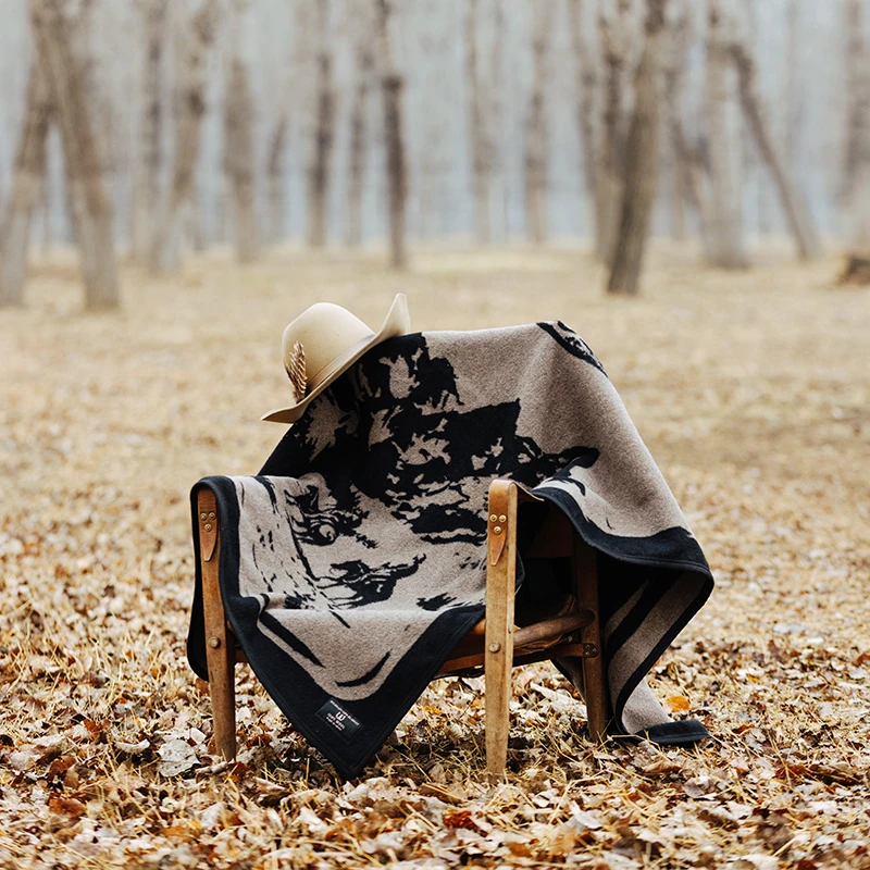 Wildselection重磅20盎司美式户外纯羊毛毯睡毯沙发针织复古双面