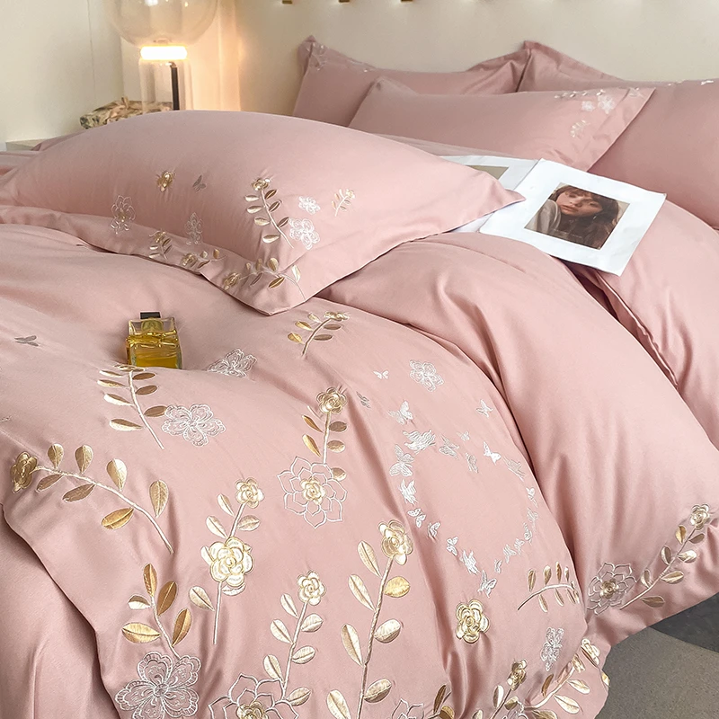 轻奢高端刺绣磨毛四件套床单被套四件套亲肤柔软加厚南通床上用品