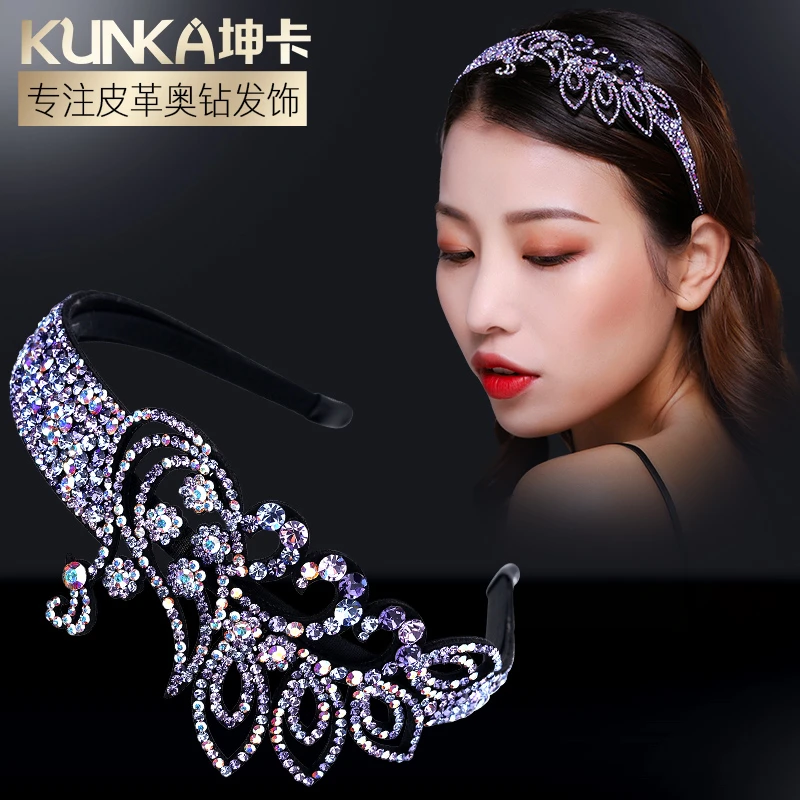 kunka/坤卡气质水钻百搭发箍满钻带防滑齿甜美镶钻优雅简约