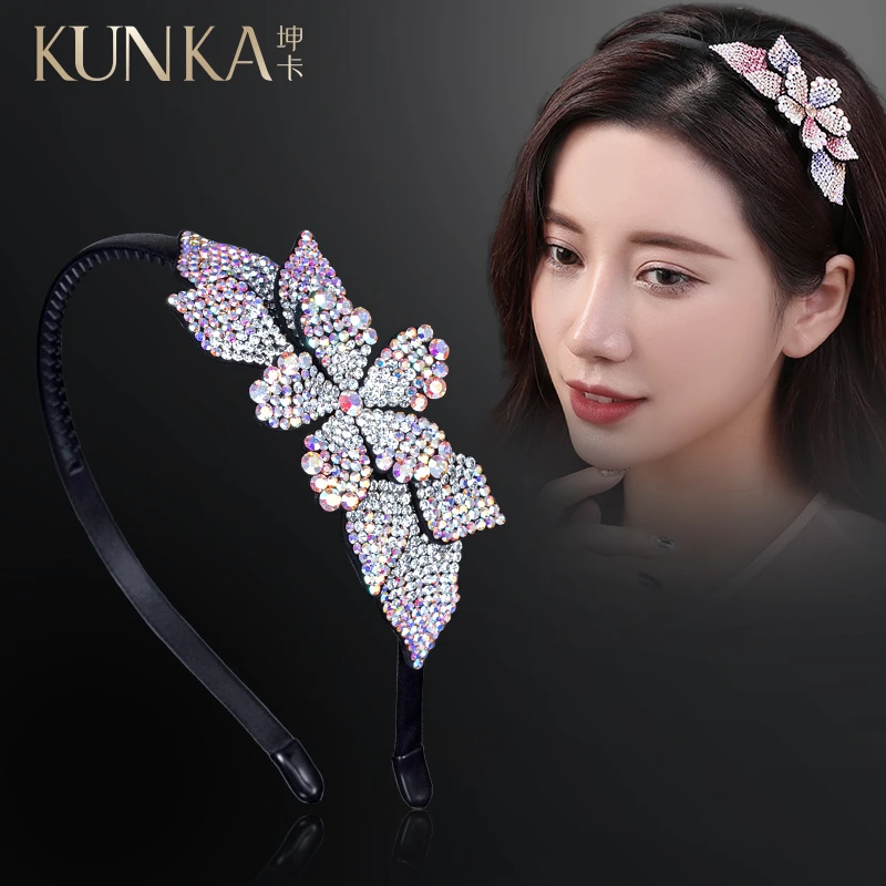 kunka/坤卡水钻花朵带齿淑女成人优雅百搭气质发箍