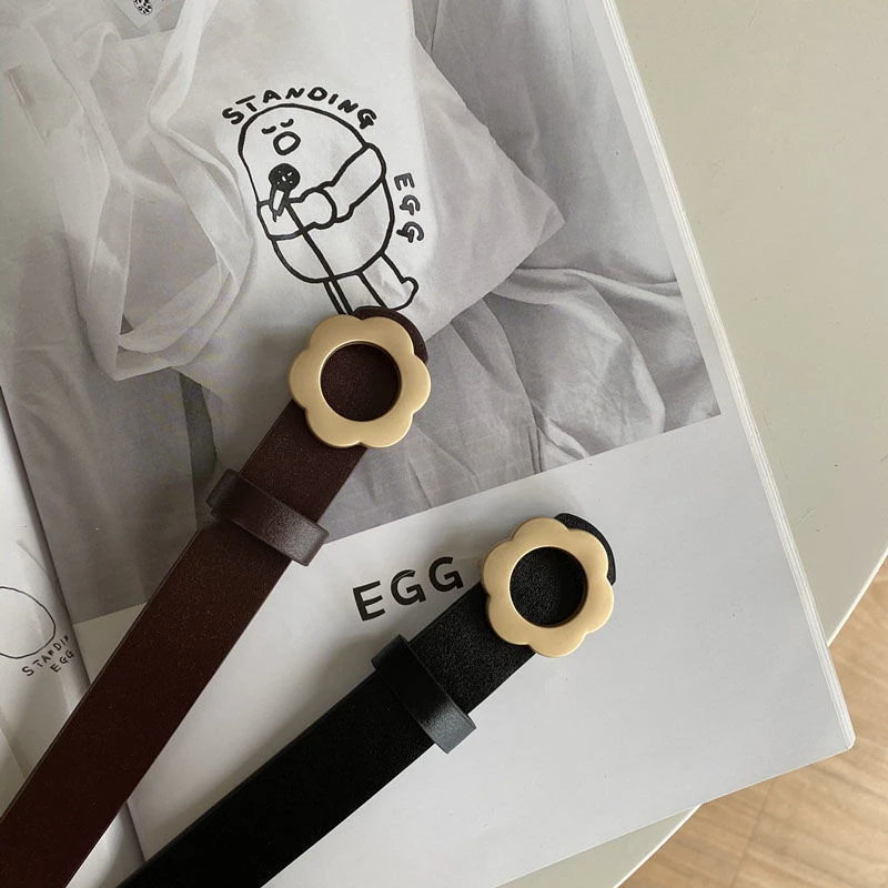 花朵细皮带女款百搭装饰简约细腰带ins少女可爱牛仔裤带学生潮