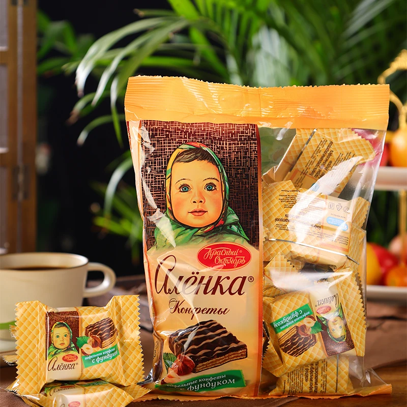 俄罗斯原装进口爱莲巧榛仁威化巧克力饼干零食独立包装250g*1袋