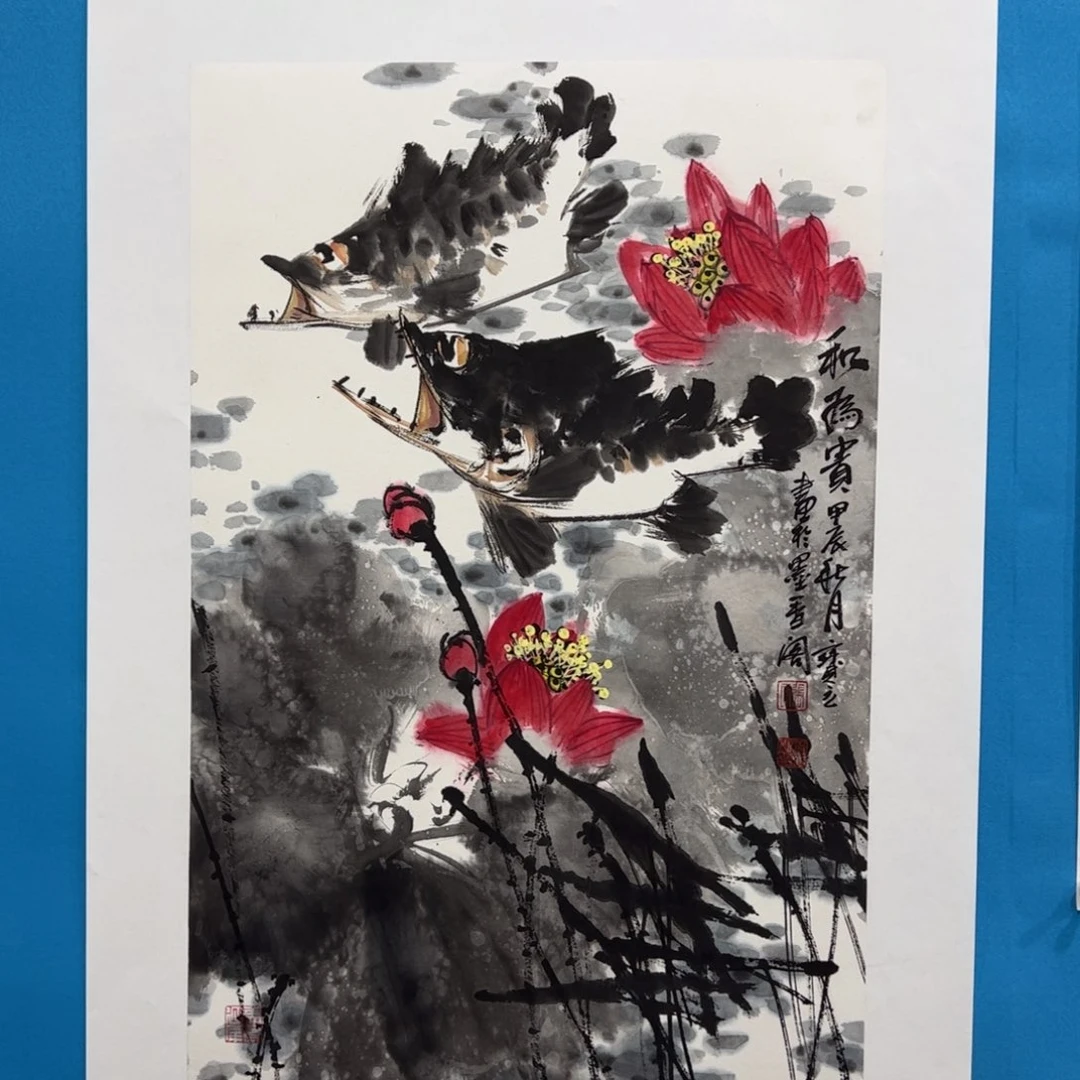 绘画博**家张宝立四尺三开花鸟