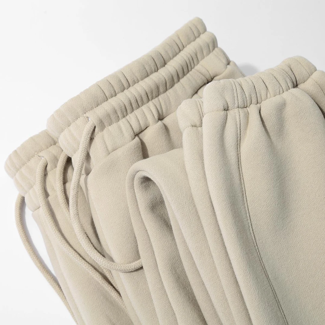 色彩疗愈/燕麦灰杏 350G重磅加绒束脚卫裤女宽松百搭加厚保暖长裤
