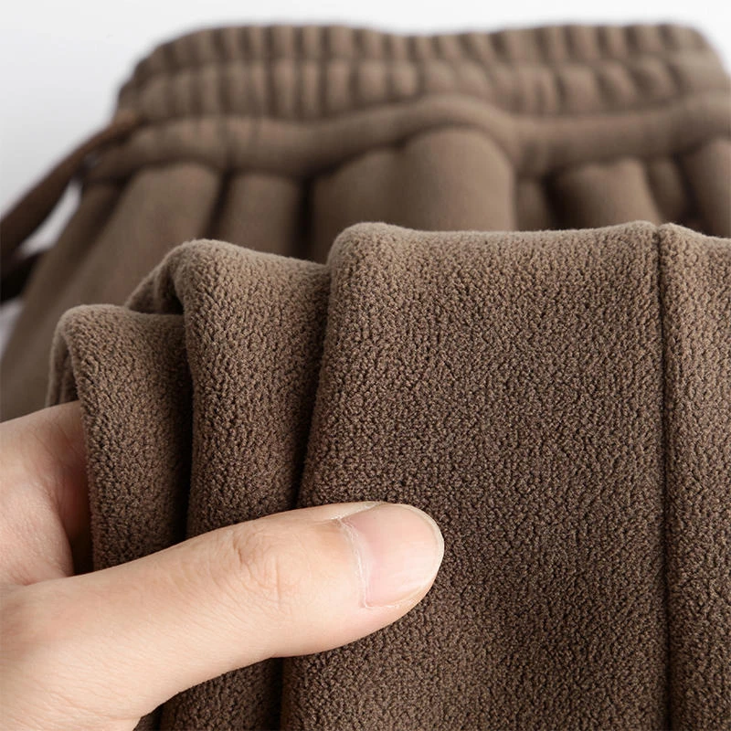 双面摇粒绒！2022冬季新款！咖啡色重磅加绒束脚长裤女加厚休闲裤