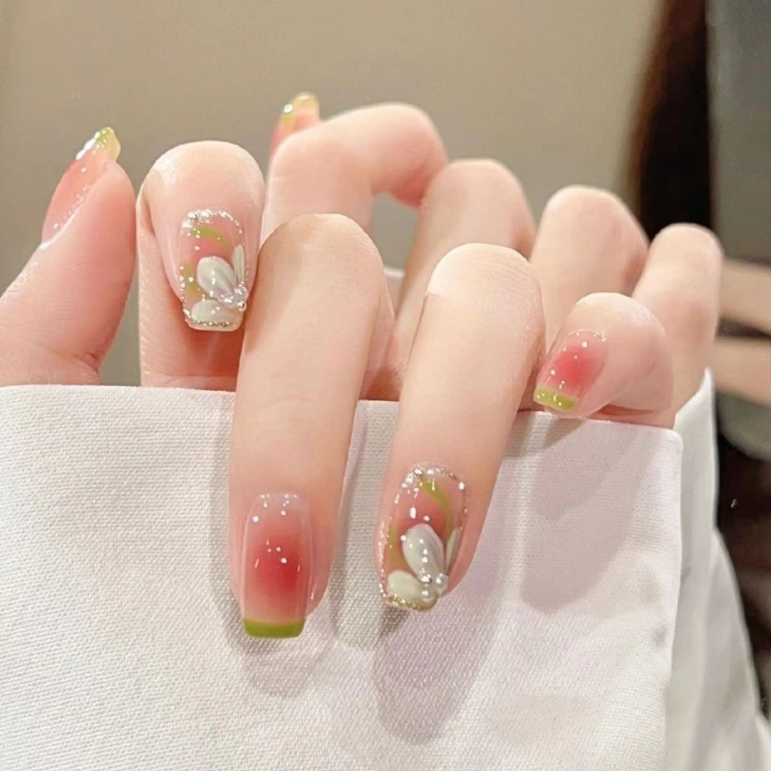 【清新腮红小花】温柔冰透腮红山茶花美甲四季日常可拆卸新娘孕妇