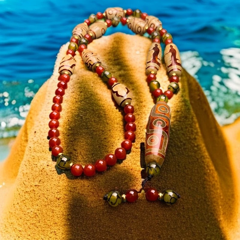 玛瑙-“九眼搭配观音，一到八眼链条，全家福